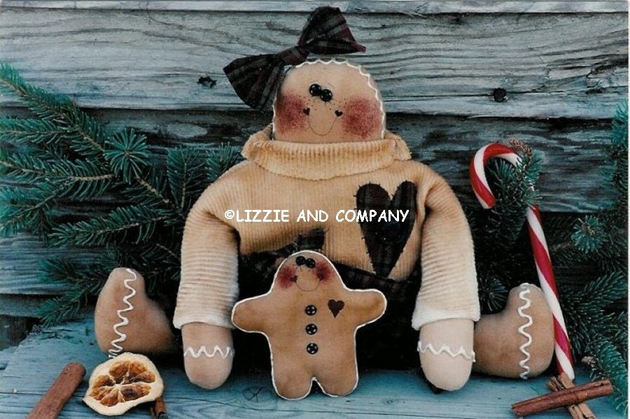 Gingerbread Doll Pattern, Gingerbread Stitchery Pattern, Gingerbread