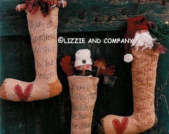 Stitchery Stitching Pattern, Stitchery Santa Muster, Lebkuchenmuster, Primitive Stitchery Pattern, Stitching Pattern, Digital Download