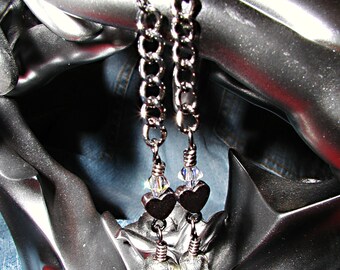 Morgannas Tears- Hematite Czech Pewter Skull Earrings- ET-SOA-MT-E