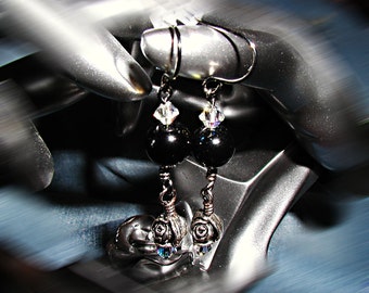 Black Rosebud TierraCast Earrings- ET-SOA-BR-E