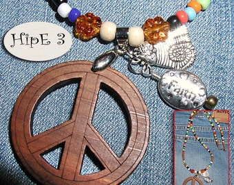 Hip-E-Dip-E Peaceful Daze- Hippie Boho Peace Necklace ET-HPE-N