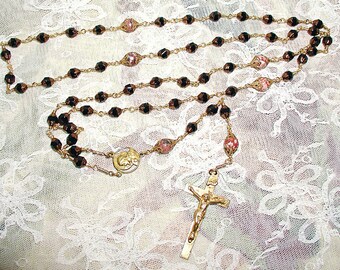 Czech Jet Glass and Jasper Rosary Beads ET-RCJG-1