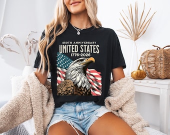 United States Anniversary T-Shirt - Patriotic 1776-2026 American Eagle Tee - USA Heritage Flag Top
