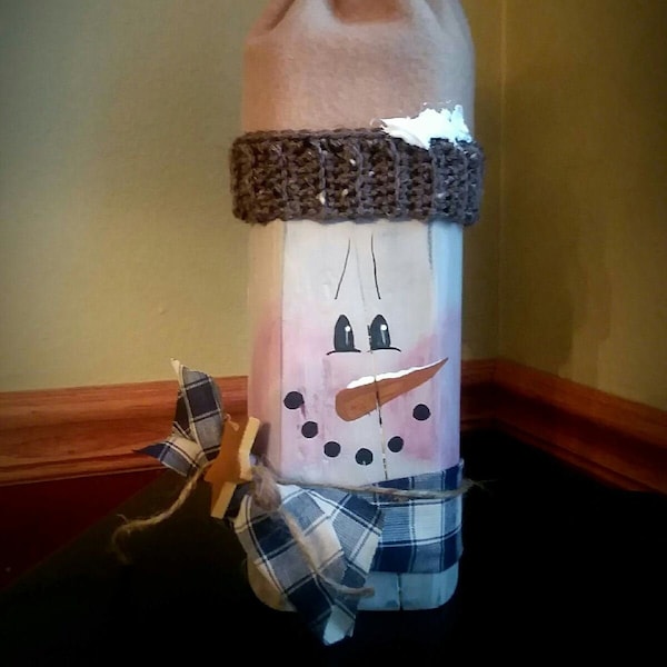 Chunky Wood Snowman/Primitive Snowman/ Winter Display