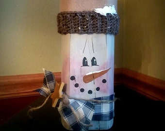 Chunky Wood Snowman/Primitive Snowman/ Winter Display