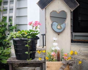 Wooden Birdhouse/3FT/Standing Display/Porch Decor