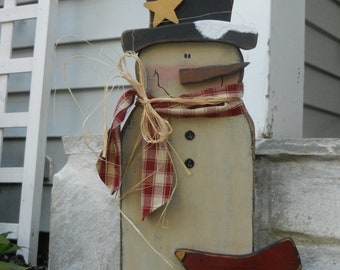 Primitive Country Wooden Snowman/Standing Snowman/Wooden Snowman/Made PER Order NOT ready to ship