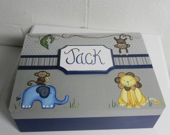 Personalized Memory Box/Keepsake Box/Jungle Themed Box/Children's Memory Box/Safari Nursery/Made PER Order NOT ready to ship