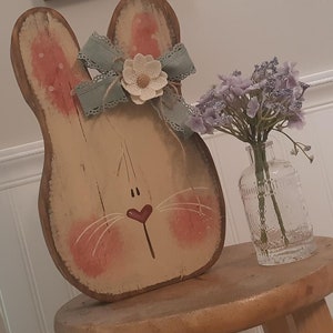 Chunky Wood Bunny Head/Shelf Sitter/ Spring Display/Made per order not ready to ship