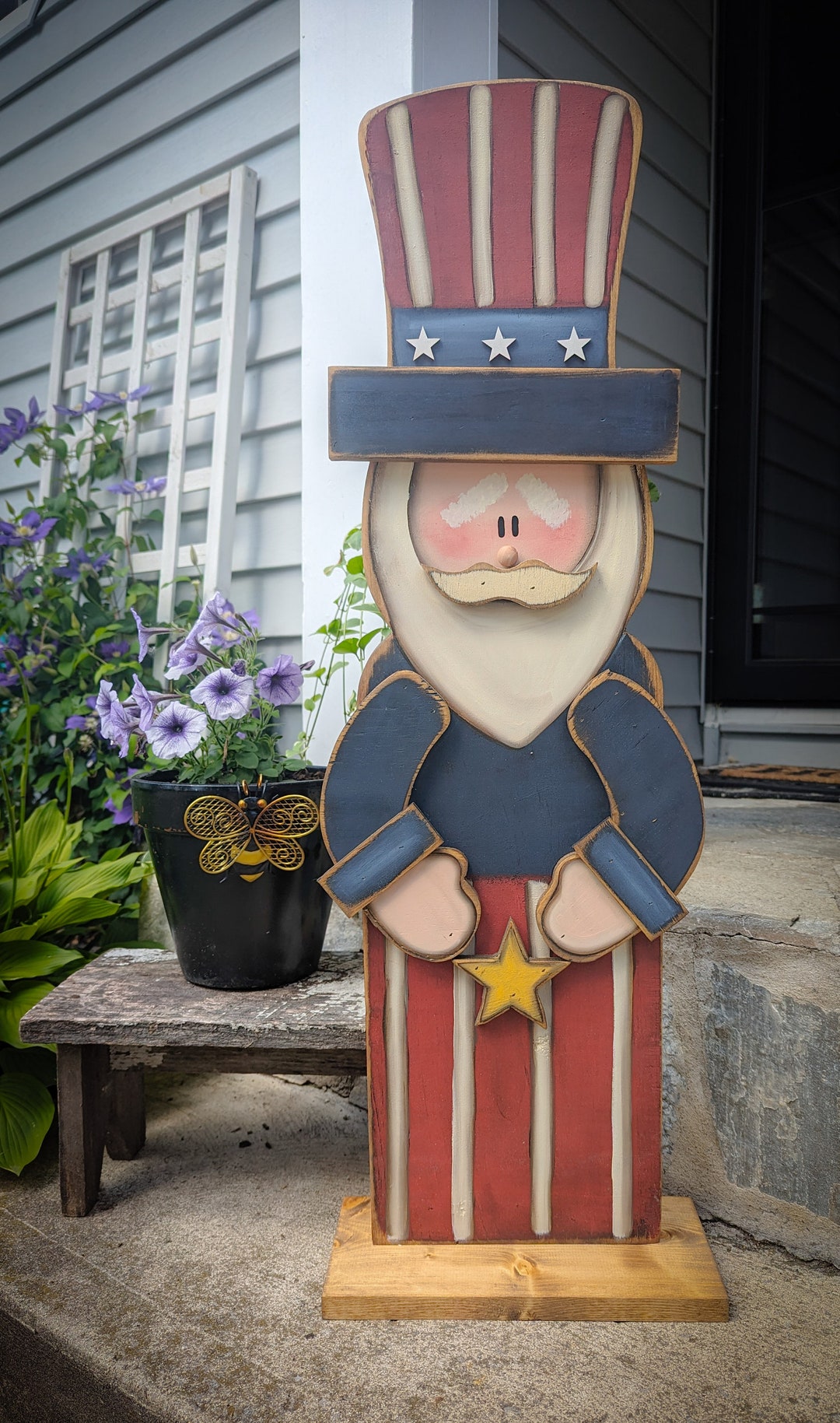 Standing Wood Uncle Sam/3 Foot/porch Decor/patriotic Decor/made