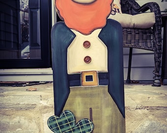 Standing Wood Leprechaun/3 Foot/Porch Decor/Made per Order NOT ready to ship