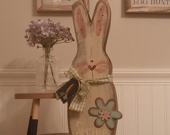 Chunky Wood Bunny Shelf Sitter/15" Height/ Spring Display/Made per order not ready to ship