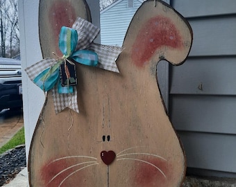 Wood Bunny Head Door Display/Hanging Easter/ Made per order not ready to ship