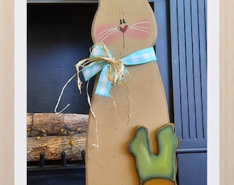 Standing Wood Bunny/3 ft tall/Primitive Standing Spring Decor/ Rustic Easter/Made PER Order NOT ready to ship