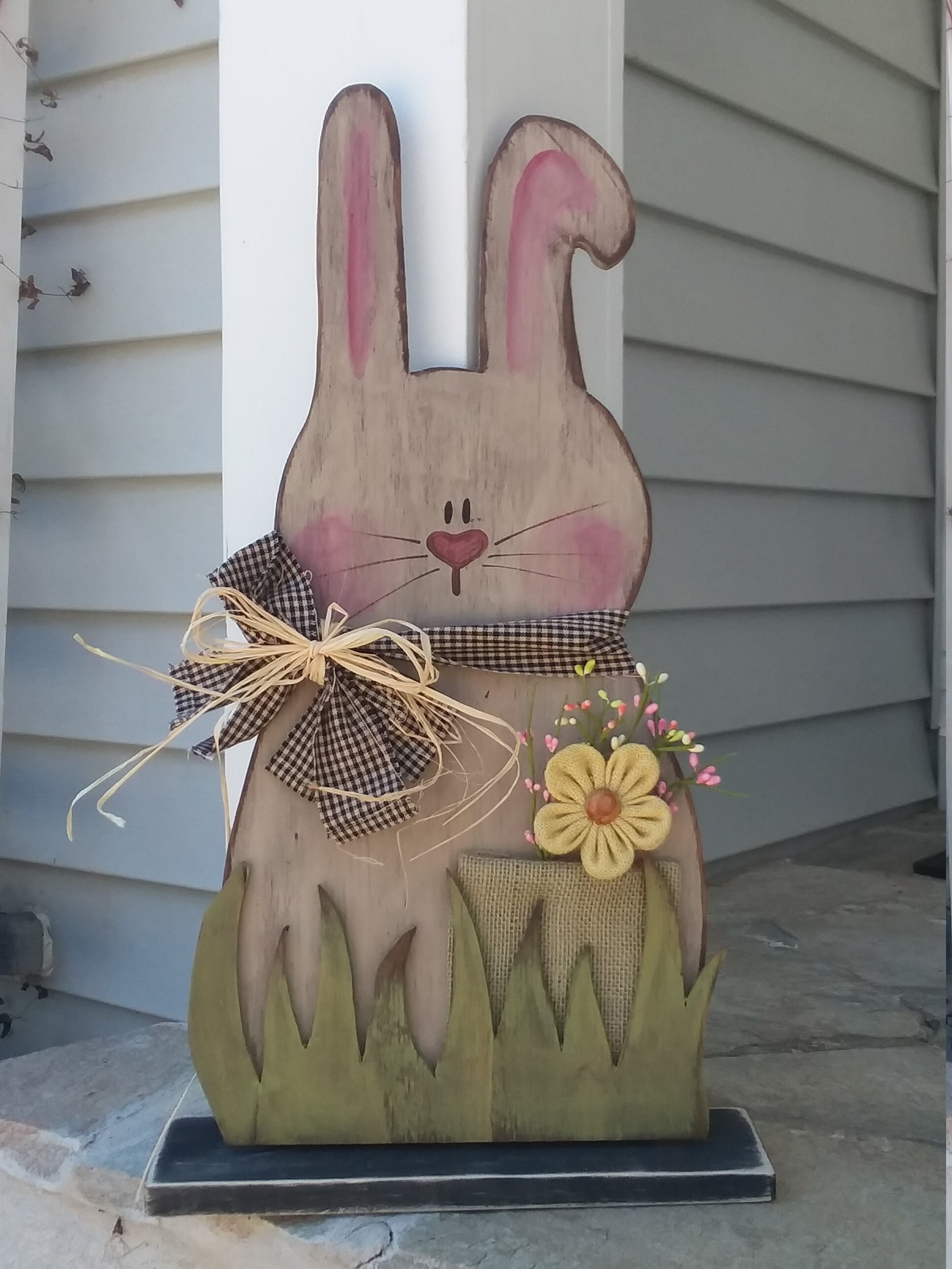 Primitive Standing Spring Decor/ Wooden Bunny/ Rustic Easter Etsy