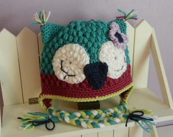 Ready to SHIP/Crochet Owl Hat/Size 1-3T/Crochet Woodland/Girls Hat/Photo prop