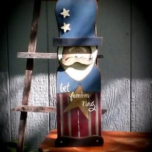 Wood Prim Uncle Sam/24" tall/ Made PER Order NOT ready to ship/Primitive Summer Decor/ Rustic Summer/Porch Decor