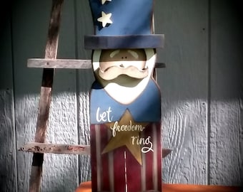 Wood Prim Uncle Sam/24" tall/ Made PER Order NOT ready to ship/Primitive Summer Decor/ Rustic Summer/Porch Decor