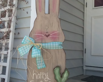 Standing Wood Bunny/3 ft tall/Primitive Standing Spring Decor/ Rustic Easter/Made PER Order NOT ready to ship