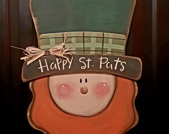 Wood Leprechaun Head Door Display/Hanging St. Patricks Day/ Made per order not ready to ship