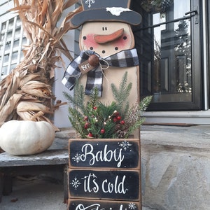 Standing Wood Snowman/3 ft tall/Primitive Winter Decor/ Rustic Snowman/Made PER Order NOT ready to ship NOT ready to ship