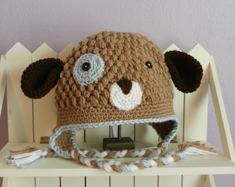 Ready to SHIP/Crochet Puppy Hat/Size 1-3T/Crochet Dog/Boys Hat/Photo prop