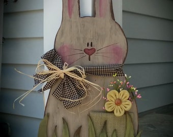 Wood Bunny/22" Tall/ Made PER Order NOT ready to ship/primitive Standing Spring Decor/ Rustic Easter/Porch Bunny