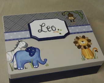 Personalized Keepsake Box/Children's Memory Box/Safari Themed/Jungle Decor/Shower Gift/Made PER Order NOT ready to ship