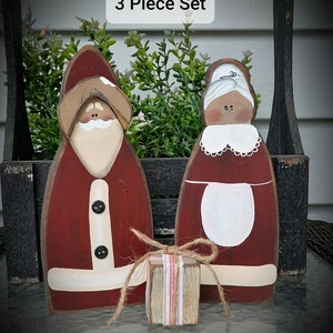Juego de Papá Noel de madera/de mesa/juego de 3 piezas/8" de alto/hecho POR pedido, NO listo para enviar