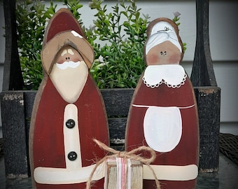 Wood Santa Clause Set/Tabletop/ 3 Piece Set/8" Tall/ Made PER Order NOT ready to ship