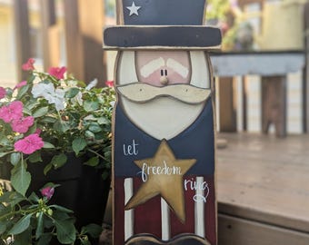 Wood Prim Uncle Sam/24" tall/ Made PER Order NOT ready to ship/Primitive Summer Decor/ Rustic Summer/Porch Decor