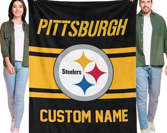 Coperta personalizzata da football dei Pittsburgh Steelers, nome personalizzato, regalo per i tifosi di football