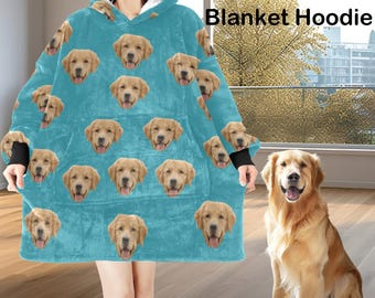 Manta con capucha y foto personalizada, manta polar personalizada para llevar puesta