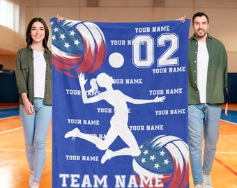 Personalisierte Decke mit Name und Nummer, personalisierte Decke für Beachvolleyballer, Geschenk für Freundin, Spieler oder Mannschaft