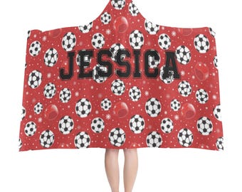Personalized Baseball Hooded Blanket, Custom Name Sport Blanket