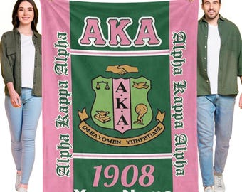 Manta Alpha Kappa Alpha personalizada / Manta con nombre personalizado / Ropa de cama personalizada