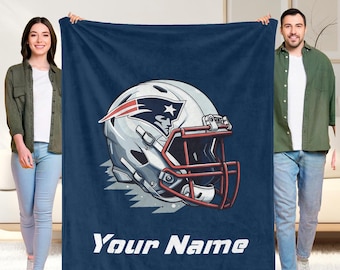 Personalized New England Patriots Blanket,Custom Name Cozy Football Lover Gift,Sports Fan Gift