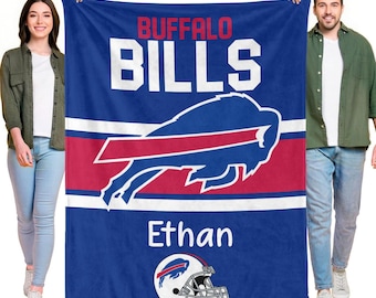 Coperta personalizzata da football dei Buffalo Bills, nome personalizzato, regalo per tifosi di football