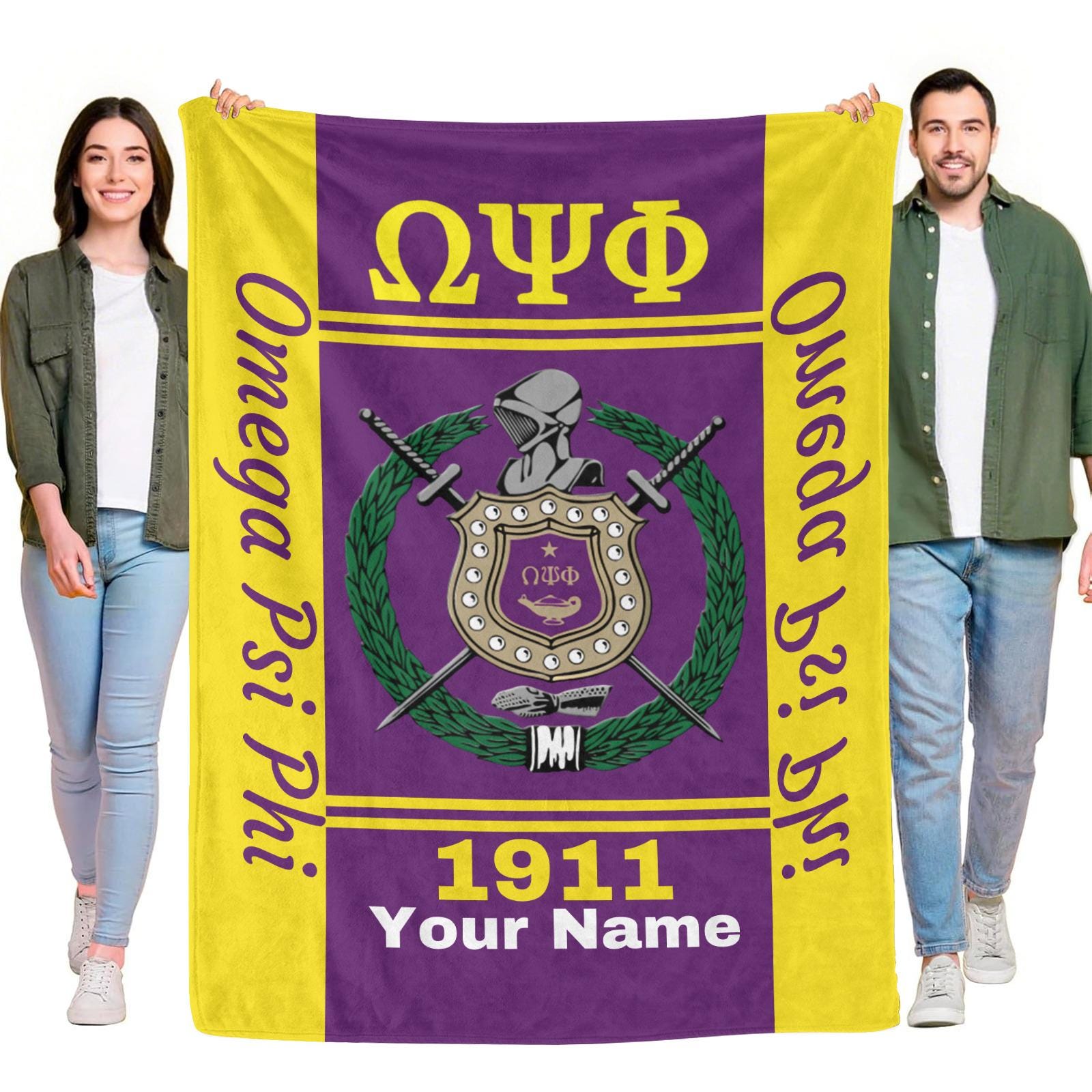 Discover Personalized Omega Psi Phi Blanket | Custom Name |  Fraternity Gift