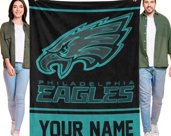 Coperta regalo personalizzata con scritta "Philadelphia Football" - Coperta sportiva con nome personalizzato - Regalo per i tifosi degli Eagles