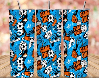 Fußballspiel auf Tumbler Wrap PNG | Sport Comic Sublimationsdesign (Digitaler Download)