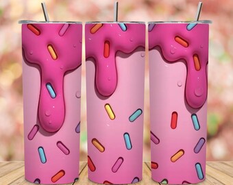 Pink Drip Candy Tumbler Wrap, Sweet Sprinkle Sublimation Design (Digital Download)