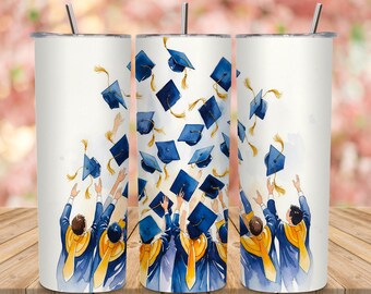Abschlussfeier 20 Unzen Tumbler Wrap PNG Aquarell Grad Cap Sublimation