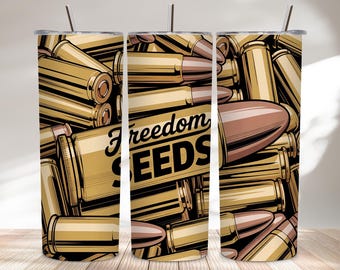 Freedom Seeds Tumbler Wrap, png, ammo Bullet 20oz mager sublimatie pistoolrechten ontwerp