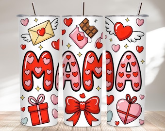 Mama Valentine-bekeromslagdoek | Hartensublimatieontwerp (20oz digitale png-download)