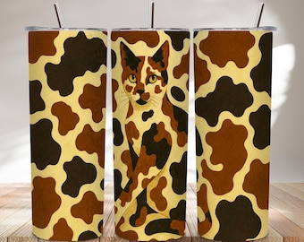 Wrap kattenbeker met koeprint, westers sublimatieontwerp (digitale png-download 20oz)