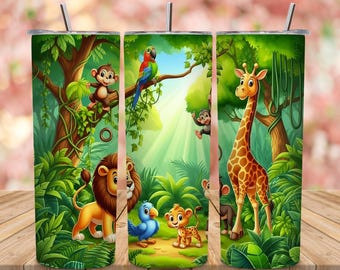 Jungledieren bekeromslag, png, tekenfilmontwerp voor kinderen (digitale download)