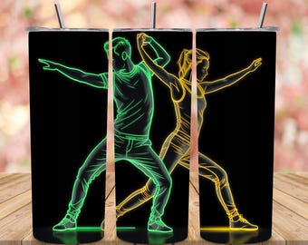 Coppia di ballerini al neon con stampa a sublimazione PNG, design per sublimazione di ballerini luminosi