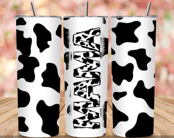 Kuh-Druck-Mama 20 Unze Tumbler Wrap PNG Sublimations-Design