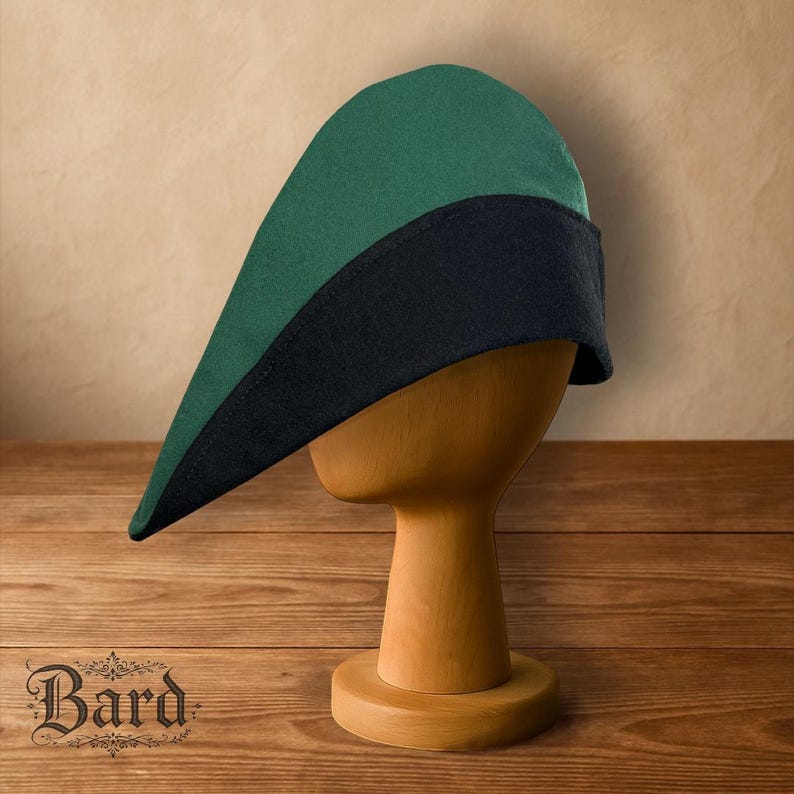 Medieval Tyrolean Wool Hat | Two-Tone Historical Hat | LARP Headwear | Renaissance Cap #15